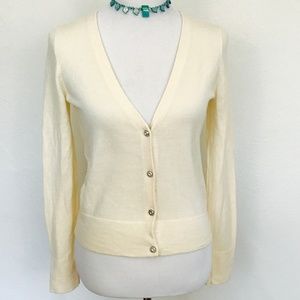 J. Crew Ivory 100% Merino Wool Cardigan Sweater